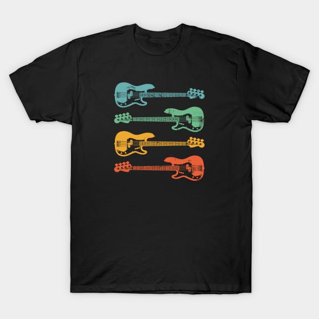 P-Style Bass Guitar Cool Retro Colors T-Shirt by nightsworthy